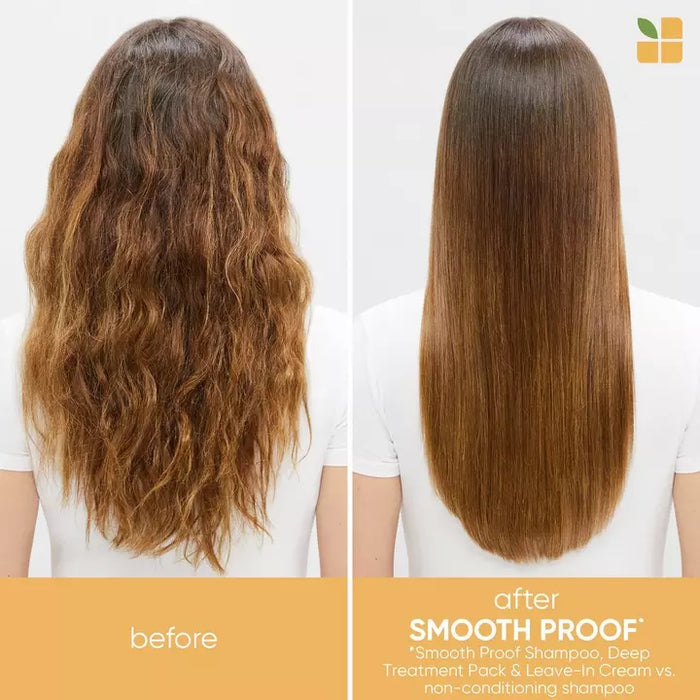 Matrix Biolage Smooth Proof Leave-In Cream for Frizzy Hair before and after reveals a much smoother style