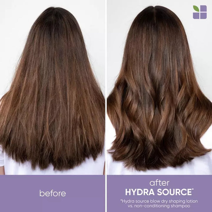 Biolage Hydra Source Blow Dry Shaping Lotion adds hydration to hair and a more defined style 