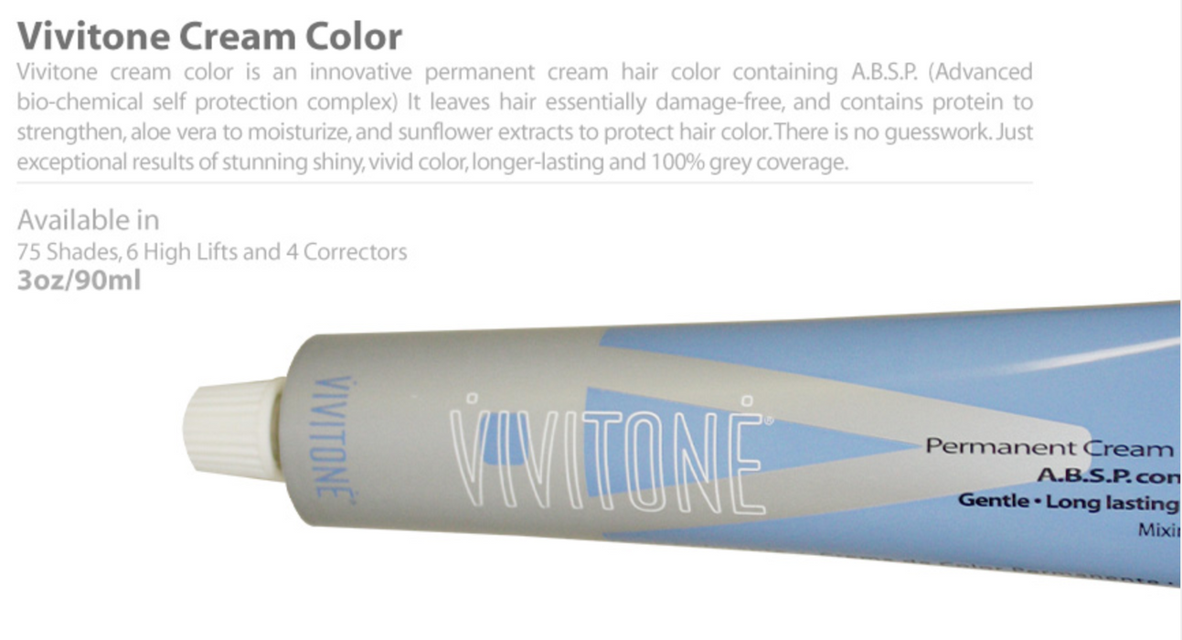 Vivitone Permanent Cream Hair Color 3oz. - 75 Shades
