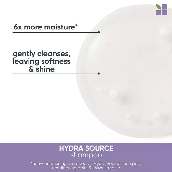 Matrix Biolage Hydra Source Shampoo provides more moisture and gently cleanses, leaving softness & shine. 