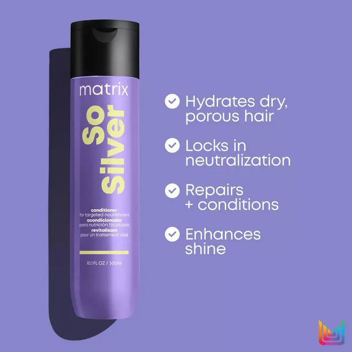 Matrix Total Results So Silver Conditioner for Blonde and Silver Hair hydrates dry, porous hair
