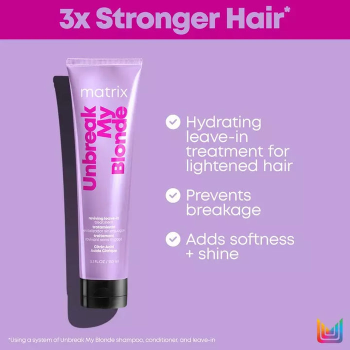 Matrix Total Results Unbreak My Blonde Reviving Leave-In Treatment is a hydrating leave-in treatment for lightened hair