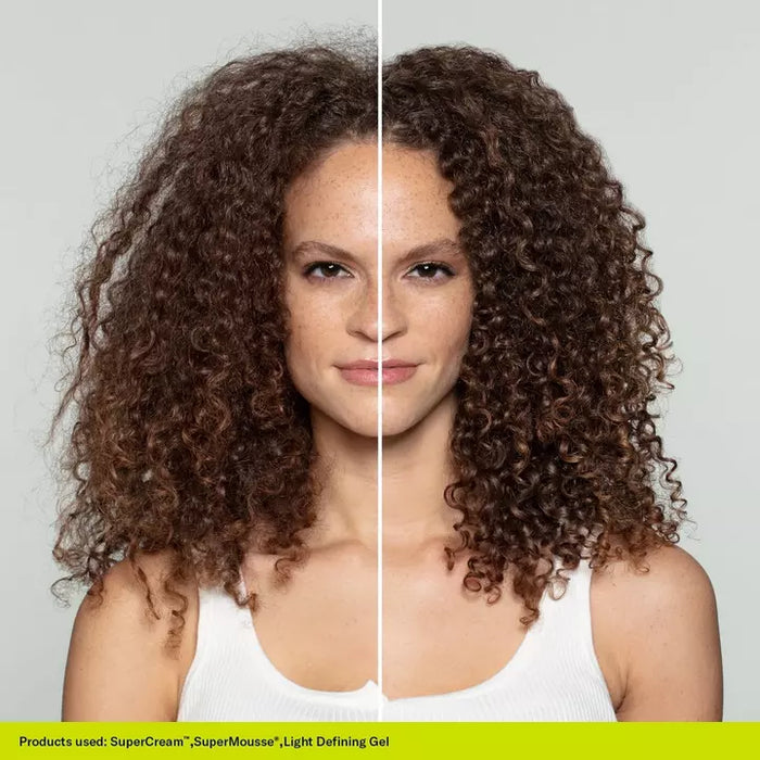 Model before and after use of Deva Curl Super Cream - Rich Coconut Infused Definer