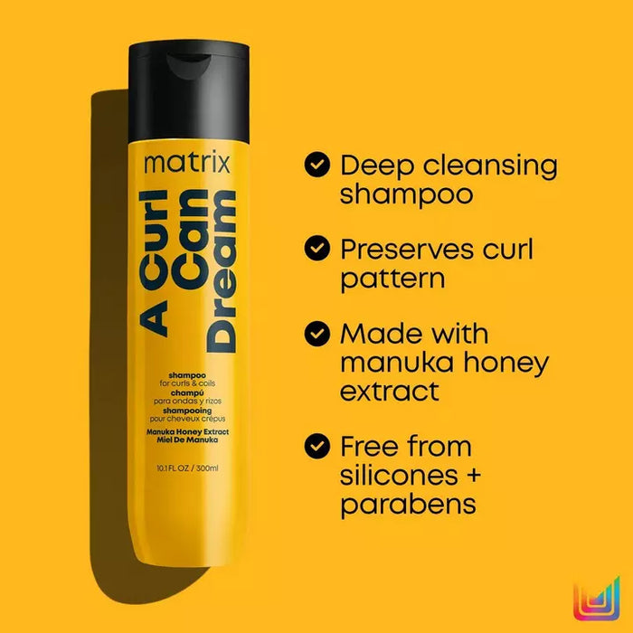 Matrix Total Results A Curl Can Dream Shampoo is a deep cleansing shampoo that preserves curl pattern