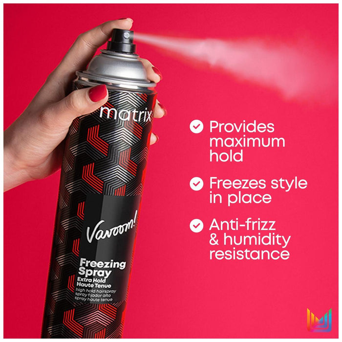 Provides maximum hold to freeze hair in place + anti-frizz and humidity resistant