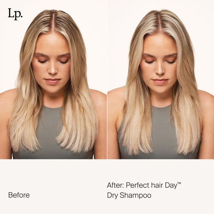 Before and After use of Living Proof Perfect Hair Day dry shampoo