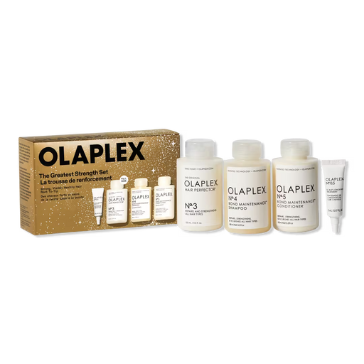 Olaplex hair care product set with packaging on a white background