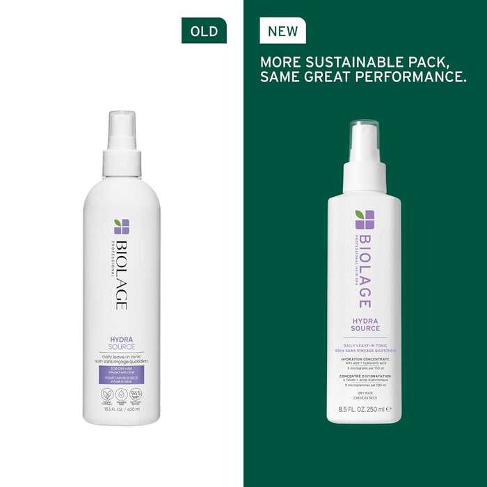 Old vs New Packaging of Biolage Hydra Source Daily Leave-In Tonic