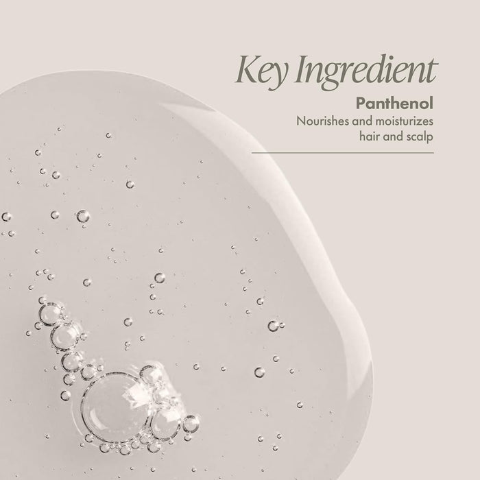 Product with bubbles and text about panthenol on a light background