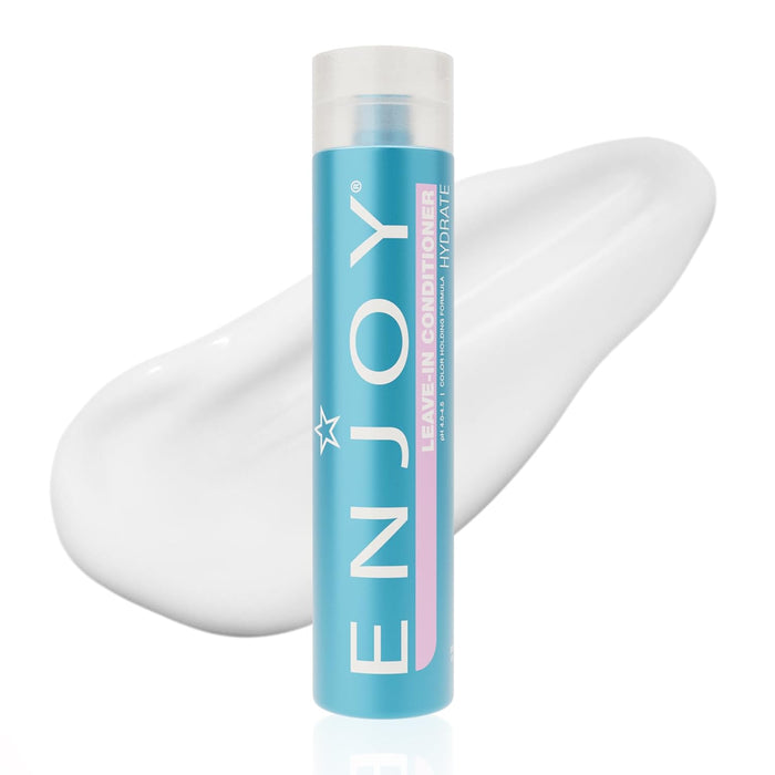 ENJOY leave-in conditioner bottle with a white cap on a white background