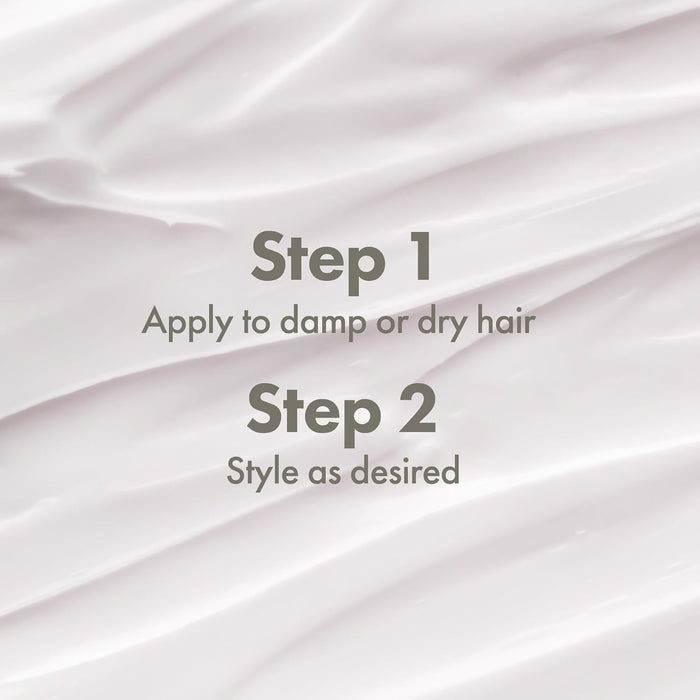 Text instructions for hair product application on a white fabric background
