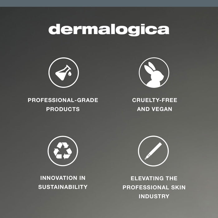 Dermalogica brand attributes on a gray background