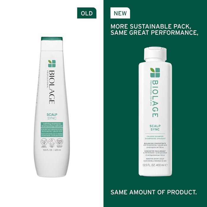 Old vs New Packaging Biolage Scalp Sync Calming Shampoo