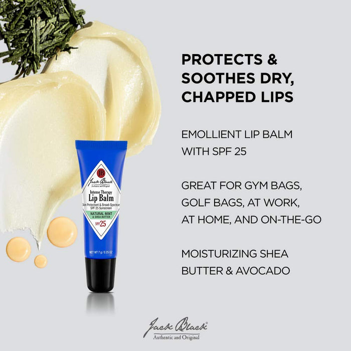Jack Black SPF 25 Lip Balm protects and soothes dry chapped lips.