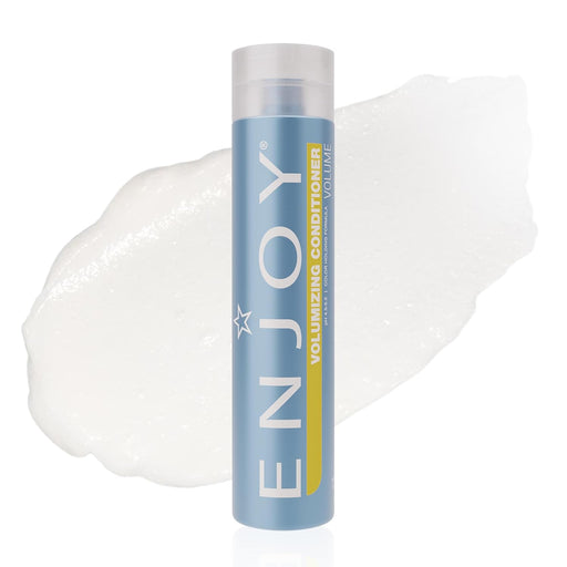ENJOY volumizing conditioner bottle with white foam on a white background
