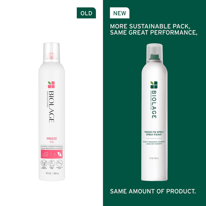 Old vs New packaging Biolage Freeze Fix Hairspray