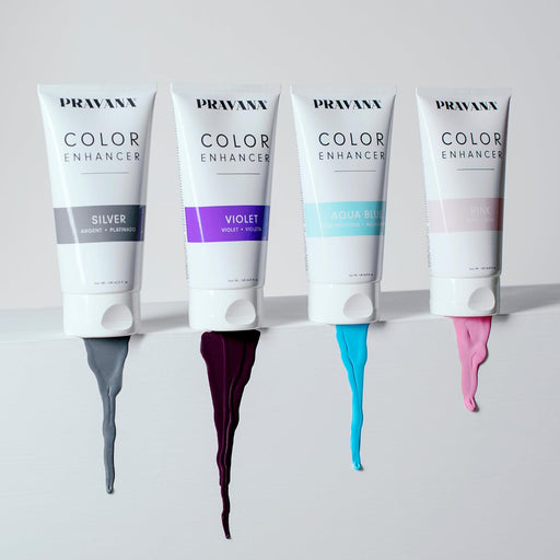Pravana Color Enhancer in colors Silver, Violet, Aqua Blue, and Pink