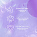 Purple background with bubbles and text about pH balance, sulfate-free formula, and color-safe nourishment.