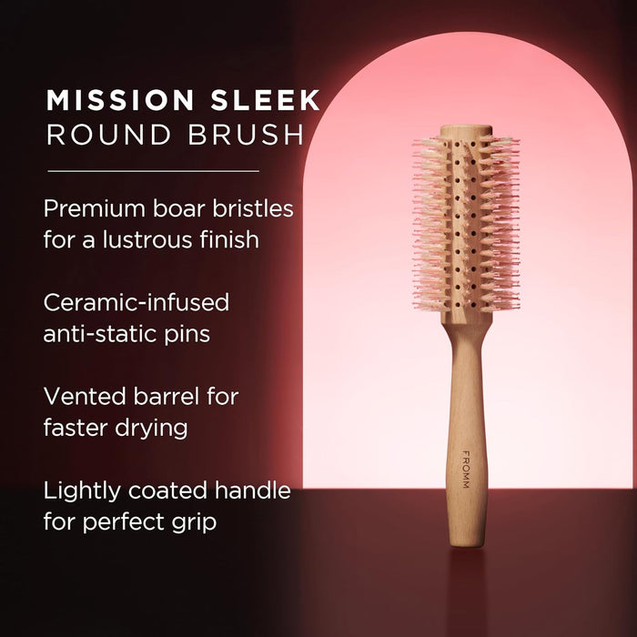 Fromm Mission Sleek Vented Round Boar Brush Features