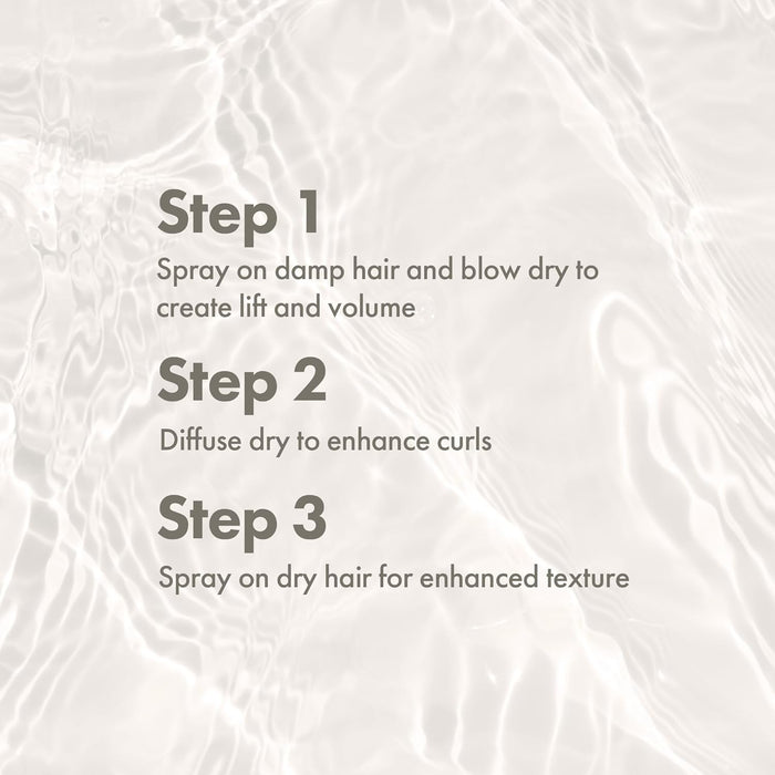 Text instructions for hair care product use on a textured white background