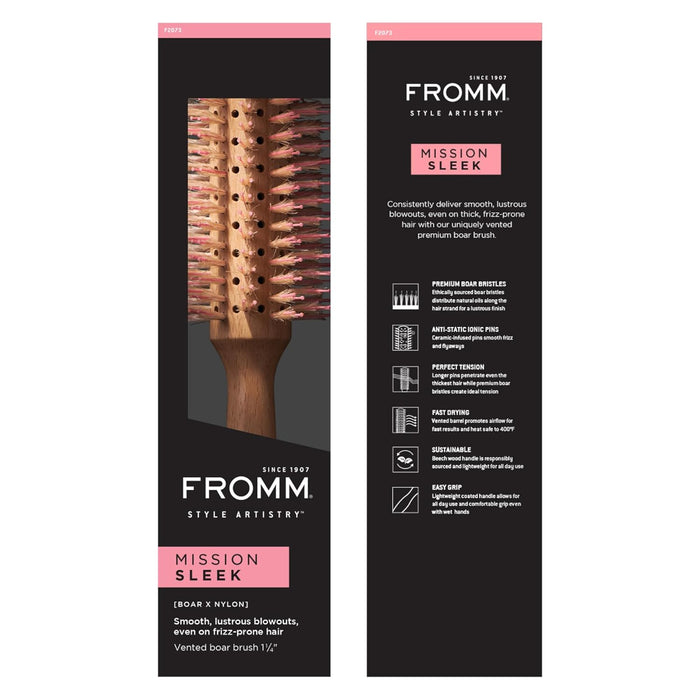 Box of Fromm Mission Sleek Vented Round Boar Brush 1.25"