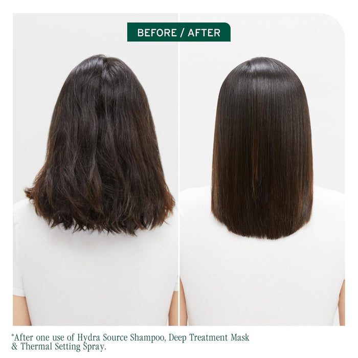 Before and after using Biolage Styling Thermal Active Setting Spray