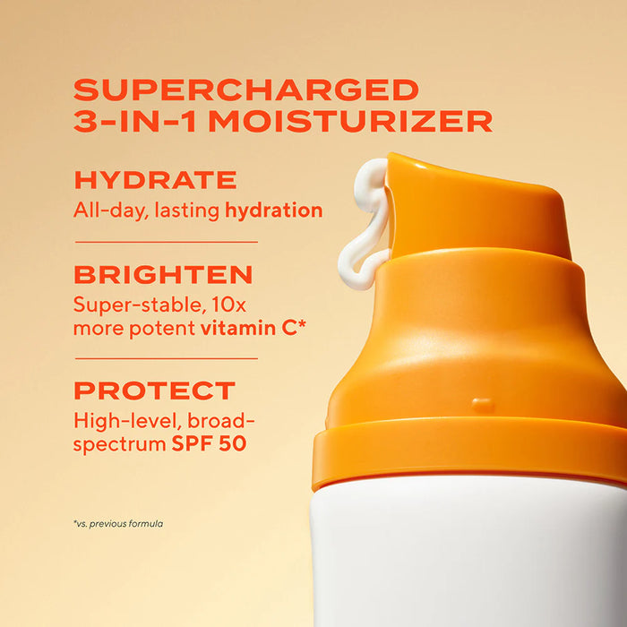 Murad Superactive Moisturizer SPF50 Brightening is a 3-in-1 moisturizer that provides all day lasting hydration, super stable 10x more potent vitamin c brightening, and high level broad spectrum spf 50 protection