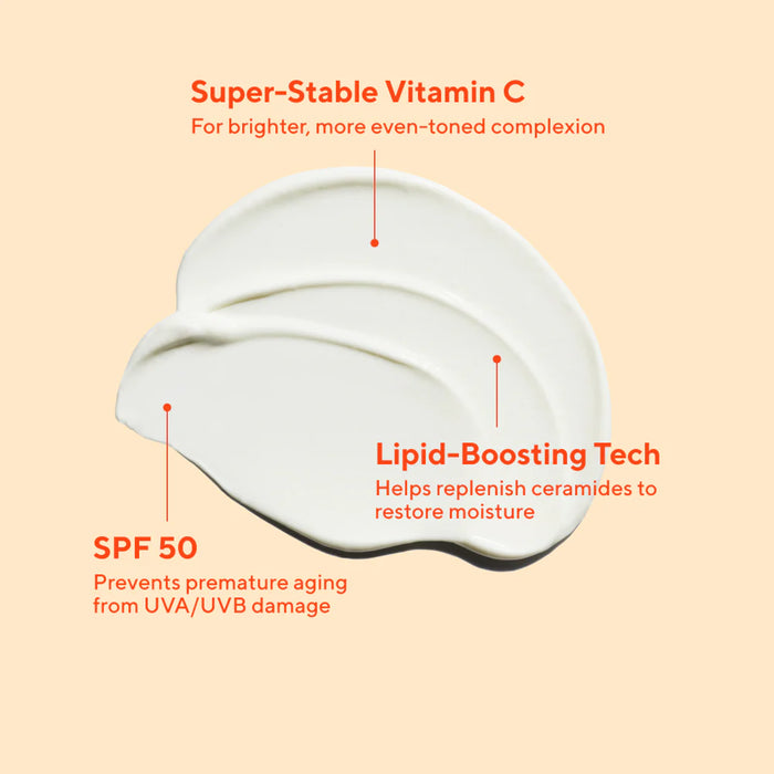 Murad Superactive Moisturizer SPF50 Brightening features: stuper stable vitamin c for brighter more even toned complexion, spf 50 preventing premature aging from UVA/UVB damage, and Lipid boosting tech. 