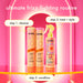 Amika hair care products with step-by-step guide on a pink background