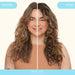 Before and after comparison of a woman's hair with 'hydro rush' product.