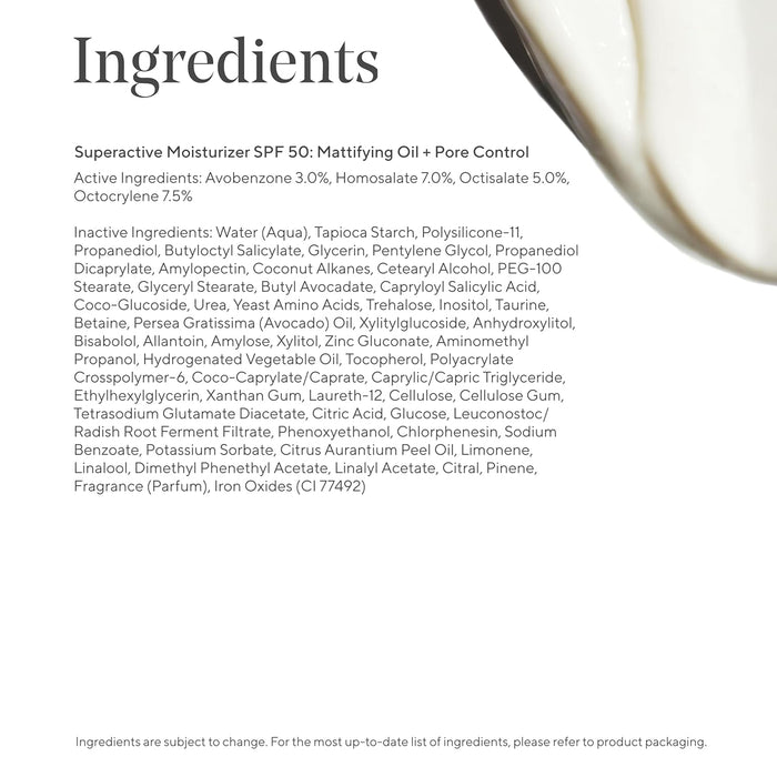 Superactive Moisturizer SPF 50: Mattifying Oil + Pore Control