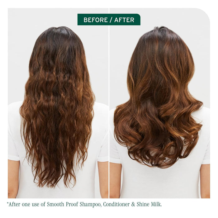 Before and after using Biolage Styling Smoothing Shine Milk