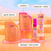 Amika hair care product lineup on a colorful background