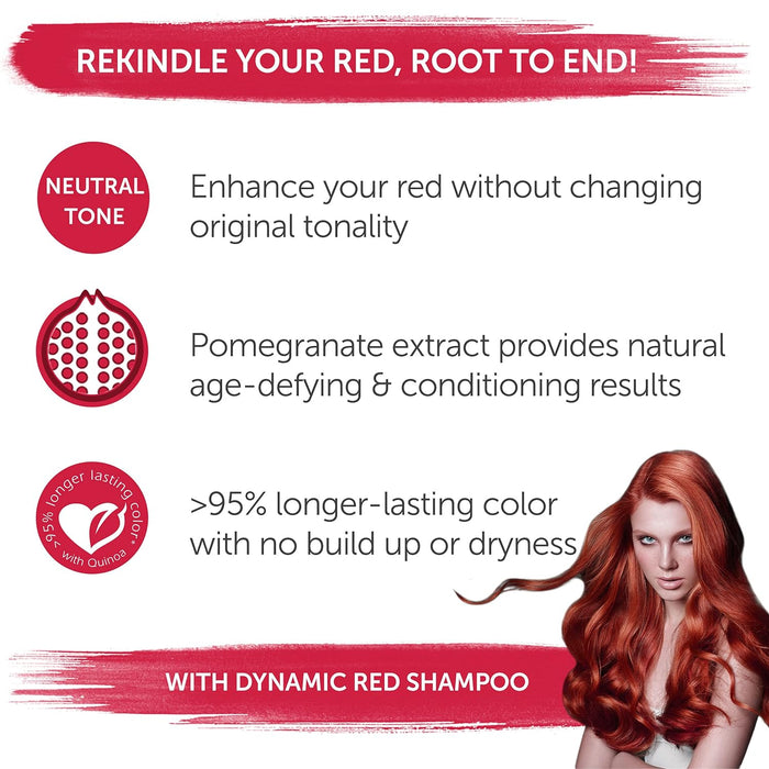 Framesi Color Lover Dynamic Red Shampoo. Rekindle your red, root to end. Enhance your red without changing original tonality. Pomegranate extract provides natural age defying and conditioning results. >95% longer lasting color with no build up or dryness.