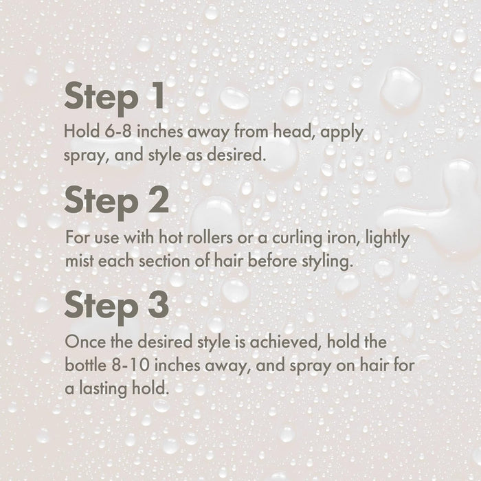 Instructions for using a hair product with text on a textured background