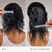 Before and after comparison of hair with a leave-in conditioning spray.