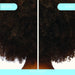 Before and after comparison of hair texture with 'dream routine' branding.
