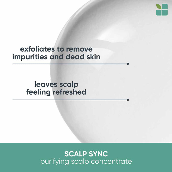 Matrix Biolage Scalp Sync Purifying Scalp Concentrate exfoliates to remove impurities and dead skin. Also leaves scalp feeling refreshed