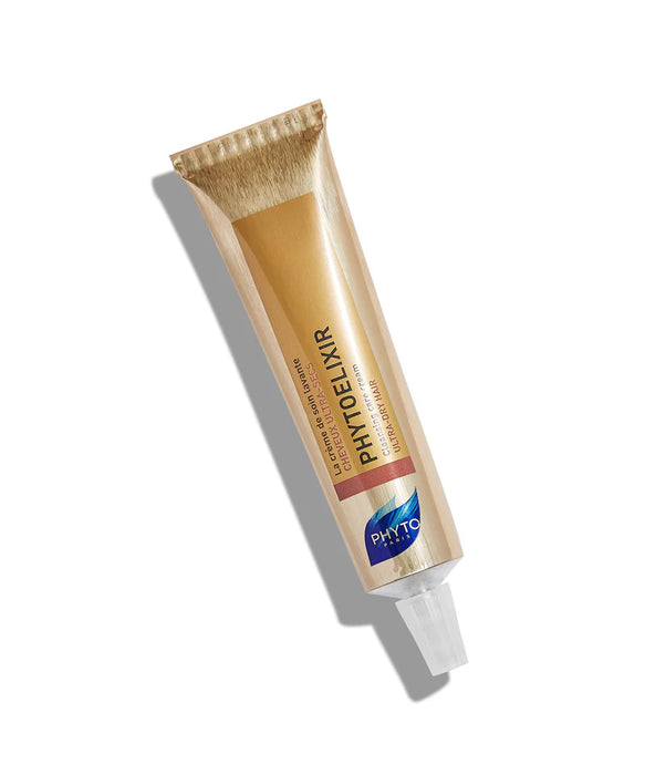 Phyto Elixir Ultra Dry Hair cleanser packaging in 2.5oz gold tube 