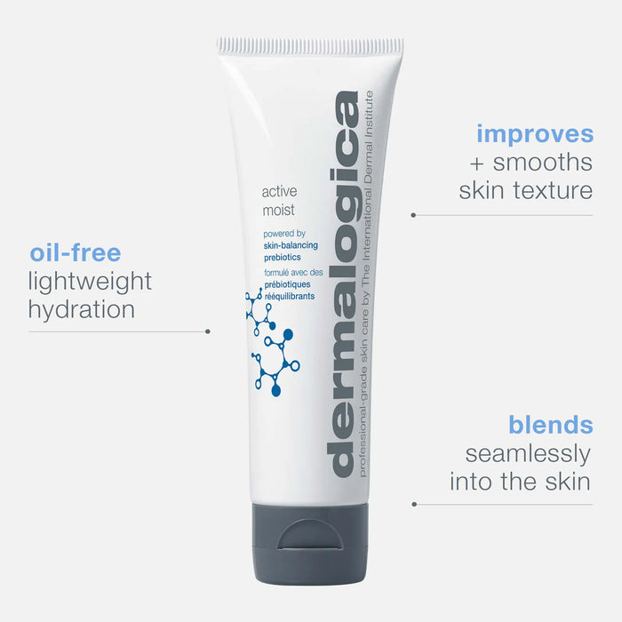 Dermalogica Active Moist is oil-free, providing lightweight hydration and smoothing skin texture