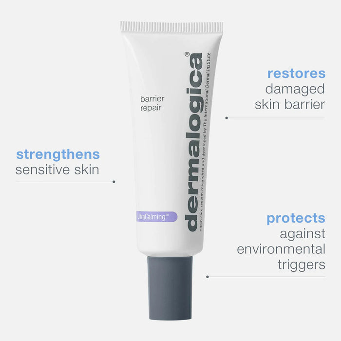 Dermalogica UltraCalming Barrier Repair strengthens sensitive skin, restores damaged skin barrier, protects against environmental triggers
