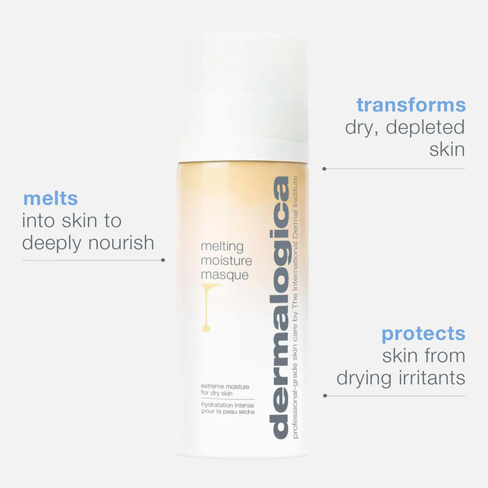 Dermalogica Melting Moisture Masque melts into skin to deeply nourish, transforms dry, depleted skin, and protects skin for drying irritants