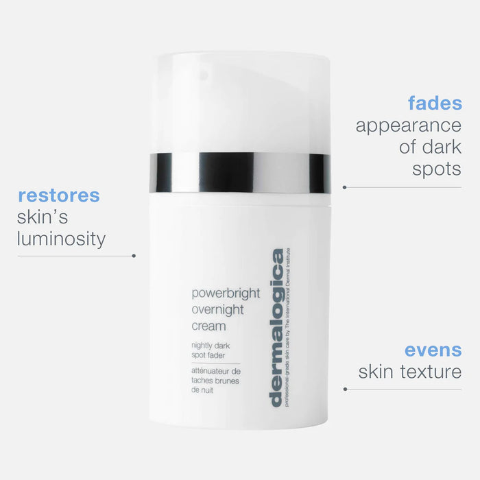 Dermalogica Powerbright Overnight Cream restores skin's luminosity, fades appearance of dark spots, and evens skin texture