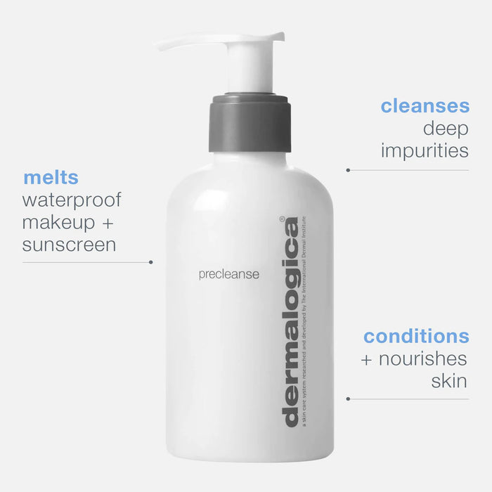 Dermalogica PreCleanse melts waterproof makeup + sunscreen, cleanses deep impurities, and conditions + nourishes skin