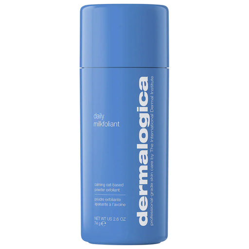 Blue bottle of Dermalogica daily mikfoliant on a white background