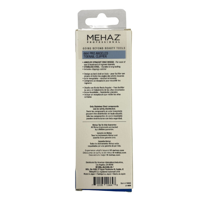 Mehaz 664 Professional Toenail Clipper - Stainless / Angled