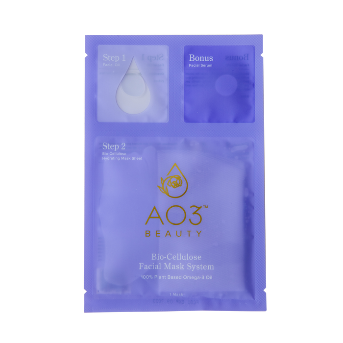 AO3 Beauty Plant-Based Omega 3 Rejuvenating Bio-Cellulose Mask System 1 Set