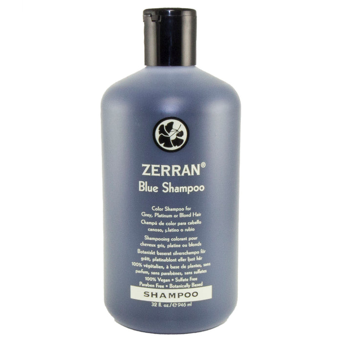 Zerran Blue Shampoo for Grey, Platinum, or Blonde Hair 33oz.