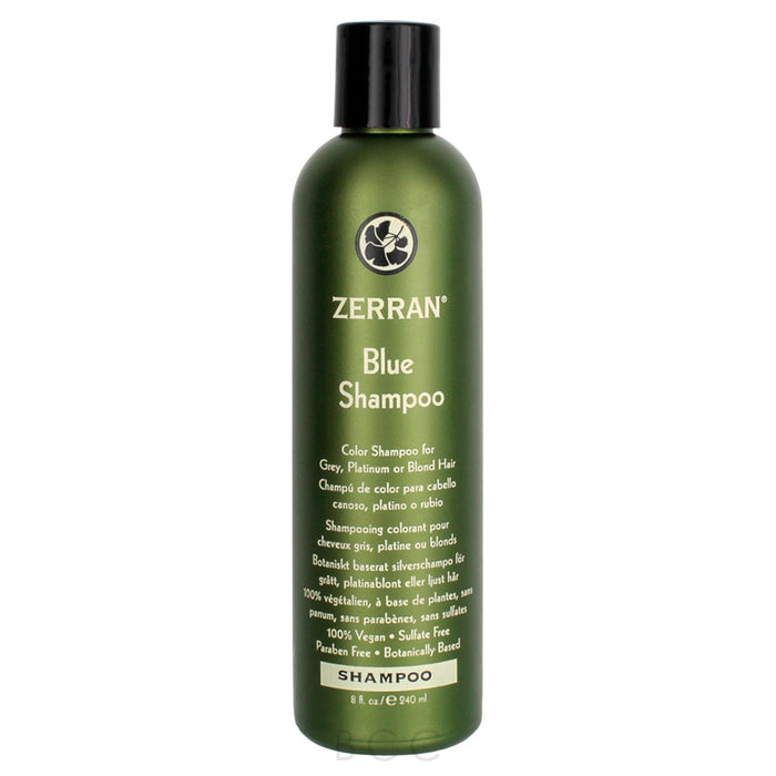 Zerran Blue Shampoo for Grey, Platinum, or Blonde Hair 8oz.