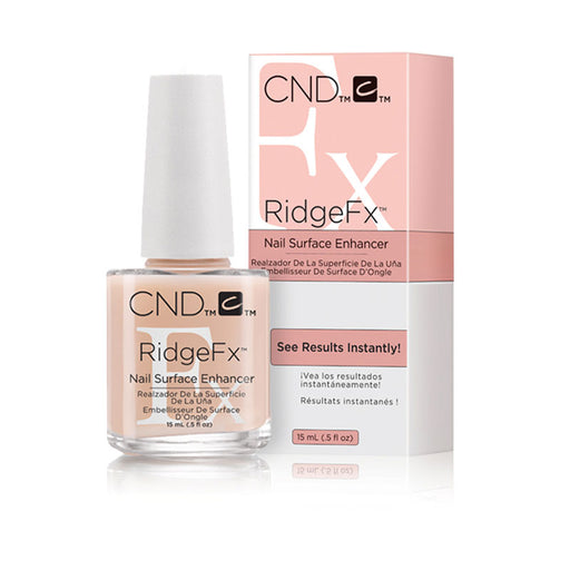 CND RIDGEFx is a nail surface enhancer and ridge filler that perfects the appearance of the natural nail. Featuring OPTIFIL TECHNOLOGY™, RIDGEFX™ smooths out ridges and masks imperfections for a beautiful color application and chip-resistant wear.